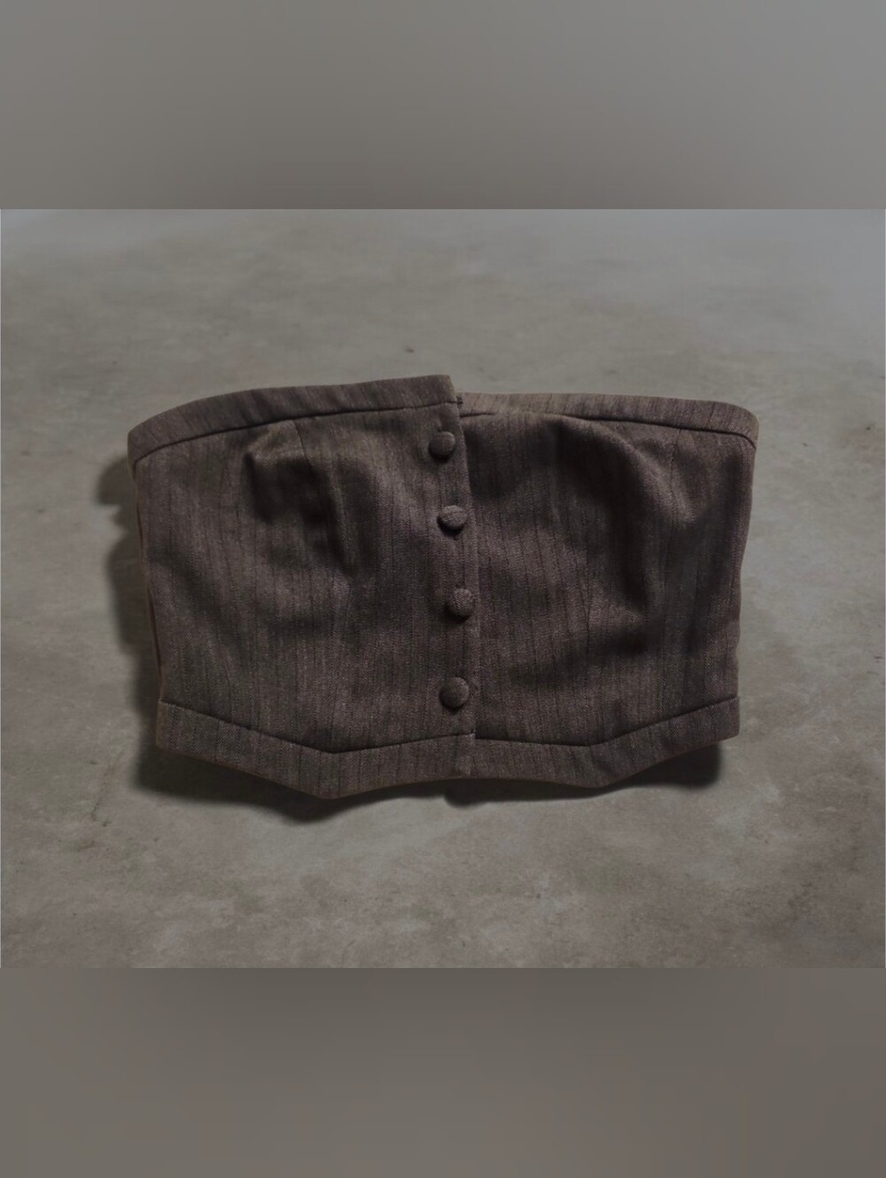 Structured Pinstripe Strapless Bustier Top in Charcoal